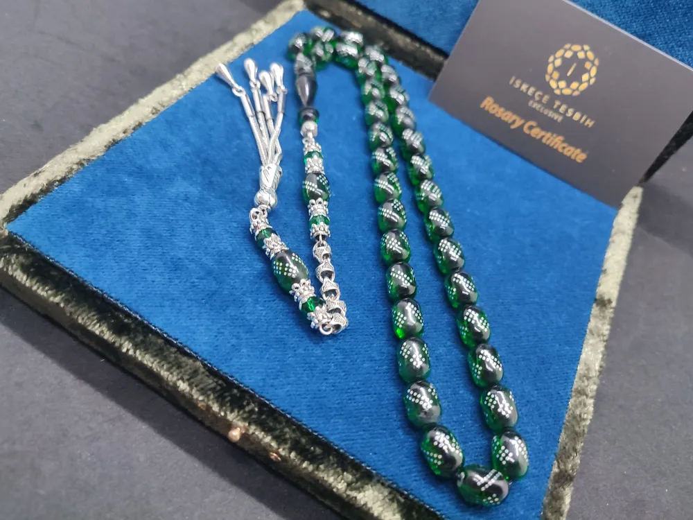 925 Ayar Gümüş Çakımlı 475 Ayar Gümüş Püsküllü Ateş-İ Kehri̇bar küçük resim 2