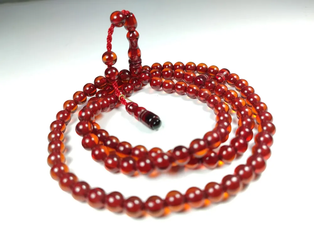 Mehmet Mercan Usta İşi̇ İmzalı Mühürlü Sıkma Kehri̇bar Namaz Tesbi̇hi̇