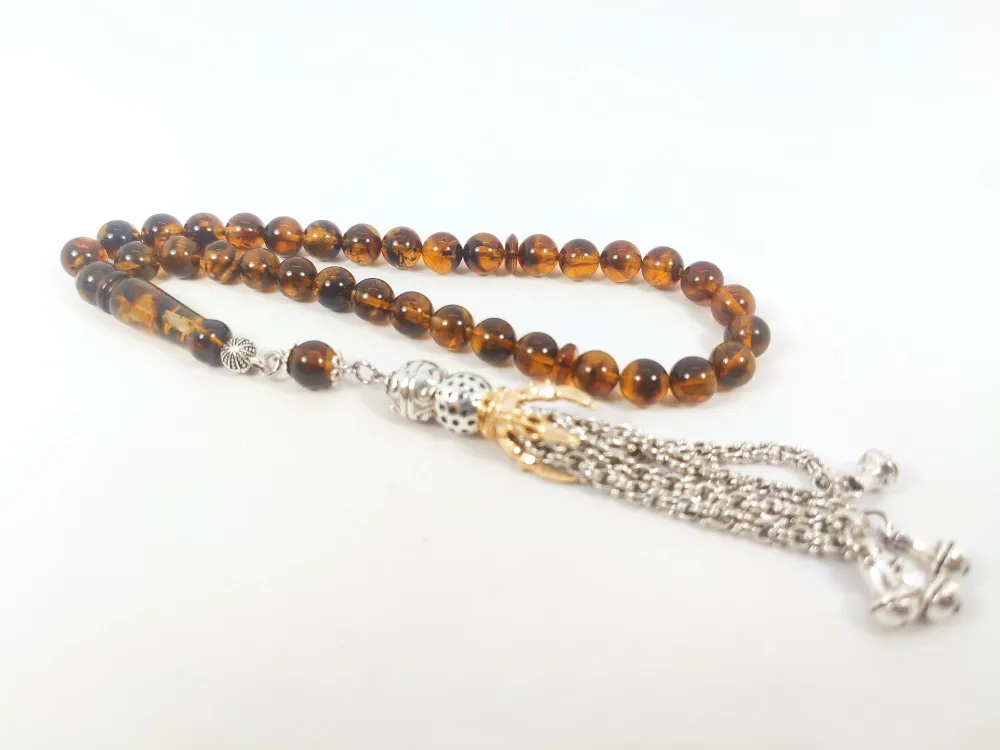 475 Ayar Gümüş Püsküllü 17.86 Gr. Yansımalı Domi̇ni̇k Fosi̇lli̇ Kaya Damla küçük resim 3