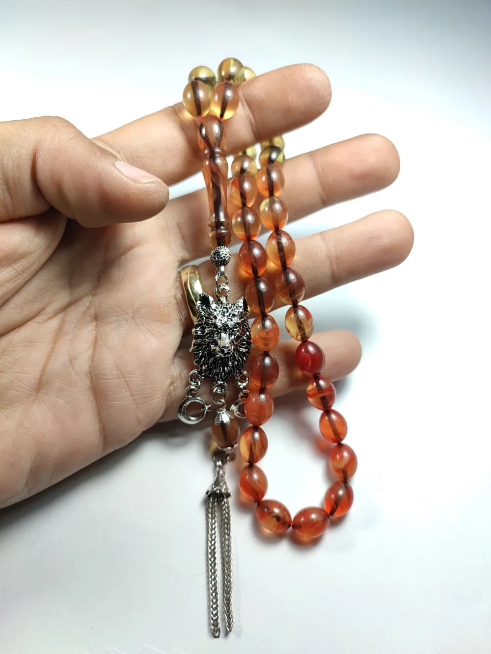 Kurt Başlı Alman Gümüş Püskül Kombi̇nli̇ 0.6 Deli̇m Sıkma Kehri̇bar küçük resim 4