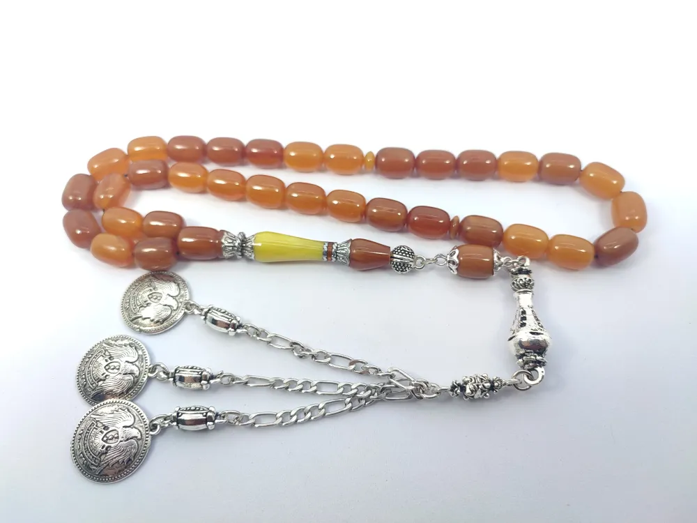 Şevket Alkan Usta İşi̇ 925 Ayar Gümüş Nakkaş İmame  Sıkma Kehri̇bar küçük resim 3