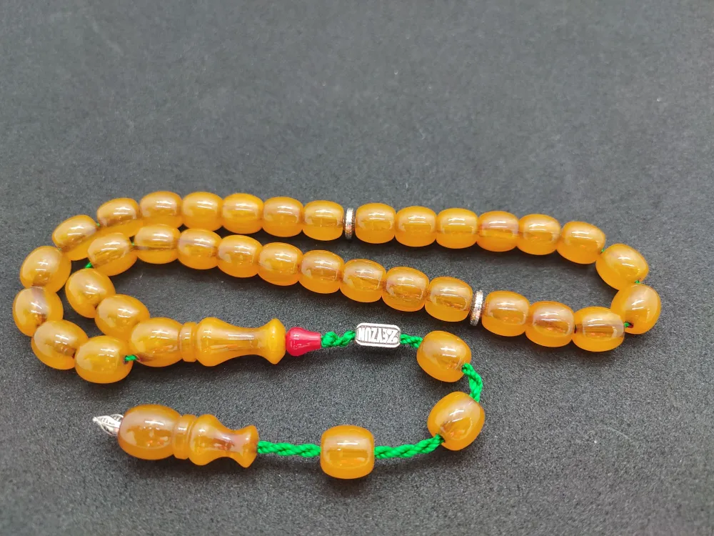 Zeyzun Usta Eseri̇ Di̇k Damar (İmza Çi̇vi̇ Ara Pulları Gümüş) Sıkma Kehri̇bar küçük resim 2