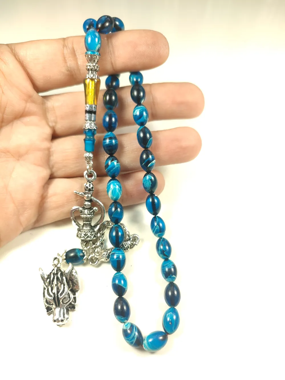 925 Ayar Gümüş Nakkaş İp Yolu Eski̇tme Multi̇ Color Sıkma Kehri̇bar küçük resim 4