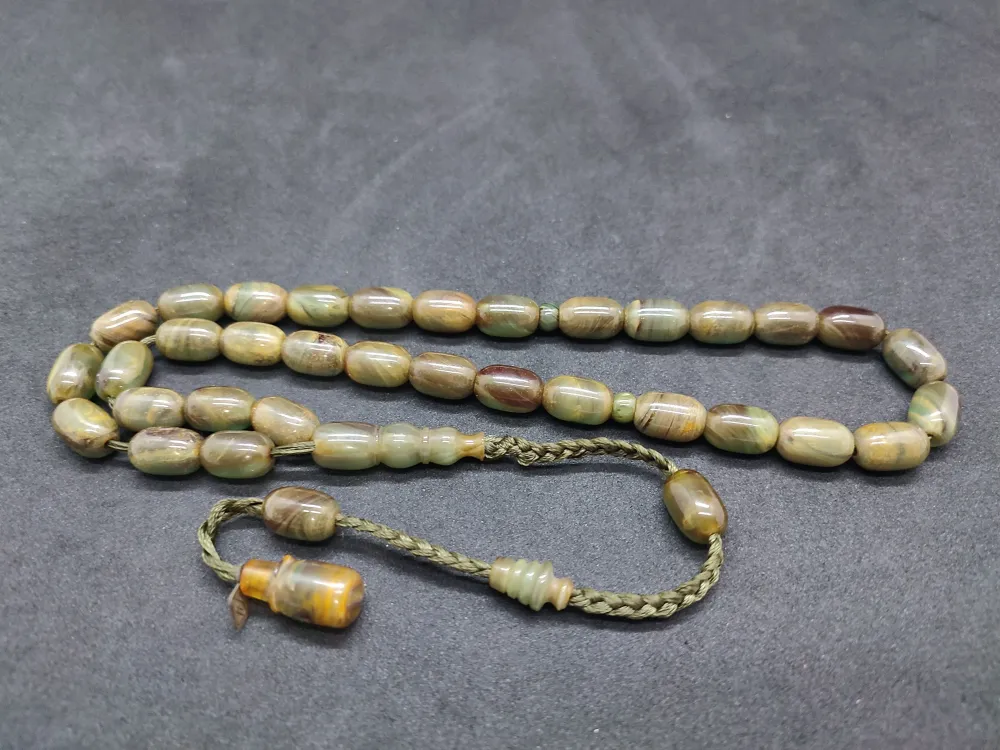 Junai̇d Hasan Usta Eseri̇ Kat Kat İpe Di̇zi̇li̇ Eski̇ Usul Çalışılma Sıkma Kehri̇bar küçük resim 2