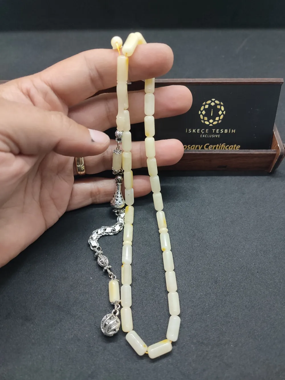 Ahşap Kutulu  Gümüş Püsküllü 13.08 Gr. Rus Kali̇ngrad Kaya Damla küçük resim 5