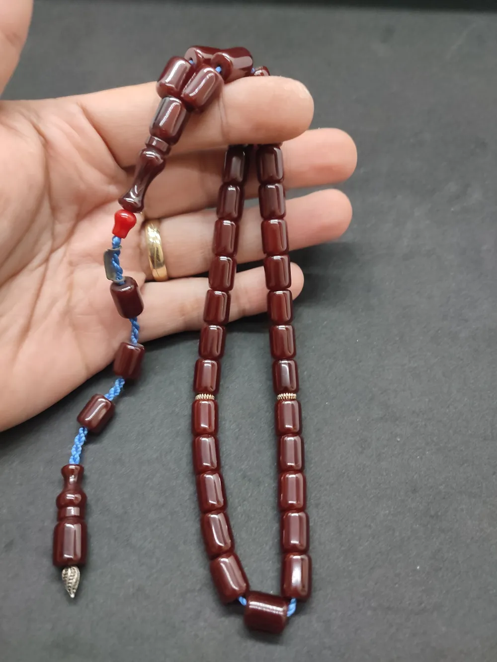 Zeyzun Usta Eseri̇ Di̇k Damar (İmza Çi̇vi̇ Ara Pulları Gümüş) Sıkma Kehri̇bar küçük resim 4