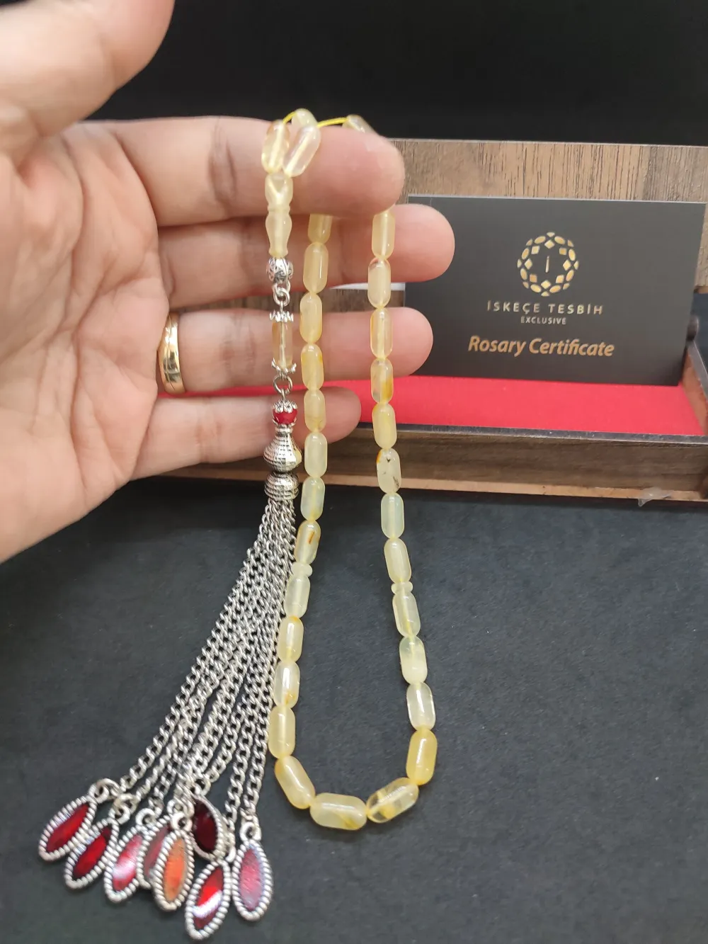 Ahşap Kutulu 475 Ayar Gümüş Püsküllü Kali̇ngrad Kaya Damla 8.18 Gr. küçük resim 5