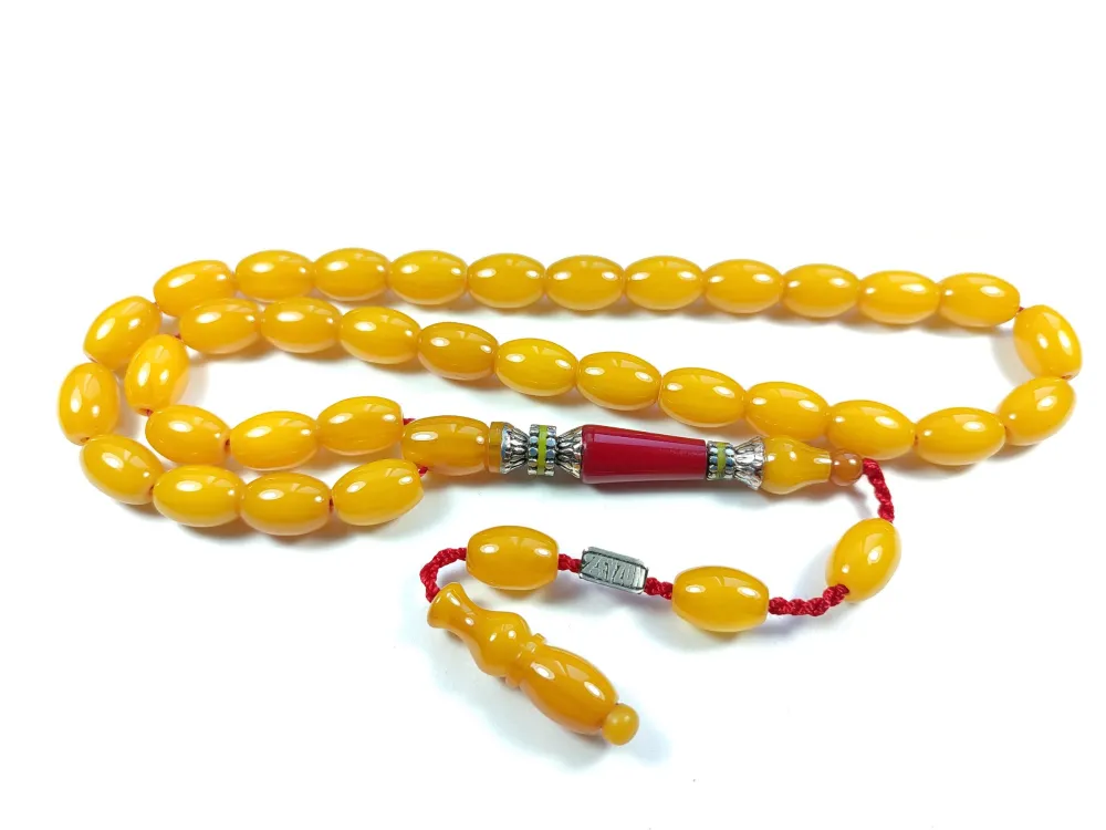 Ebu Zeyn Usta İşi̇ İmzalı Mühürlü Gümüş Nakkaş İmame Sıkma Kehri̇bar küçük resim 3