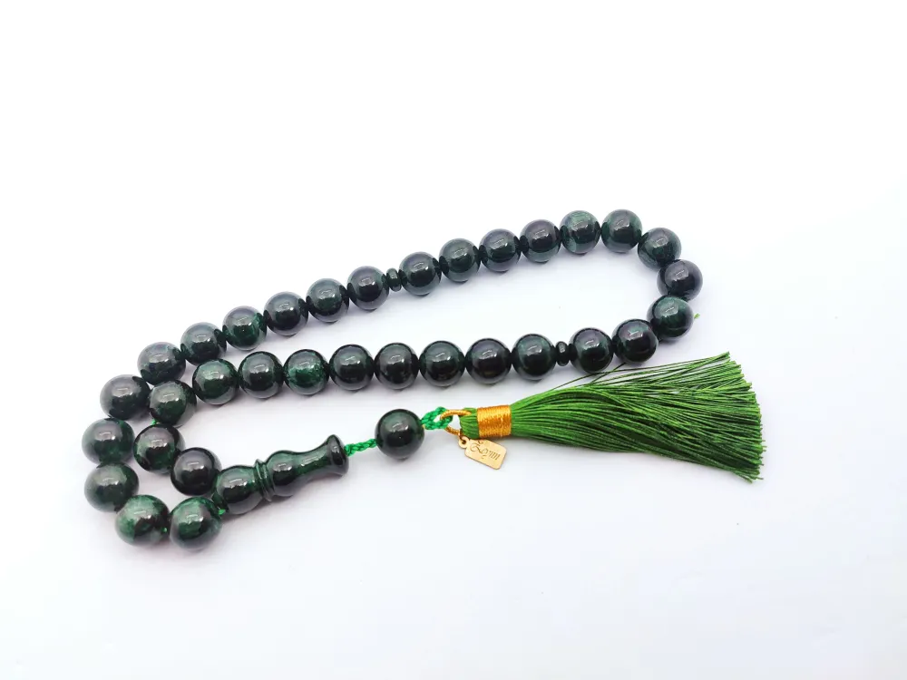 Ebu Zeyn Usta Eseri̇ İmzalı İri̇ Boy 12 Kat İpe Di̇zi̇li̇ Eski̇ Usul Sıkma Kehri̇bar küçük resim 2