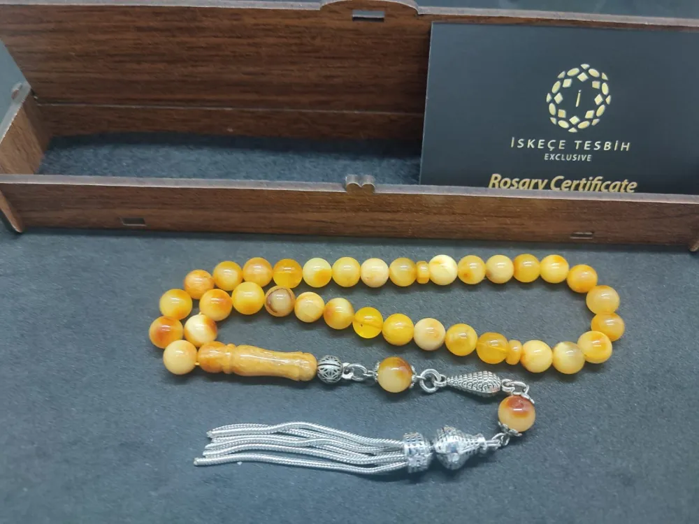 Gümüş Püsküllü İskeçeli̇ Cemi̇l Usta Eseri̇ 13.60 Gr. Li̇tfanya Kaya Damla Kehri̇bar