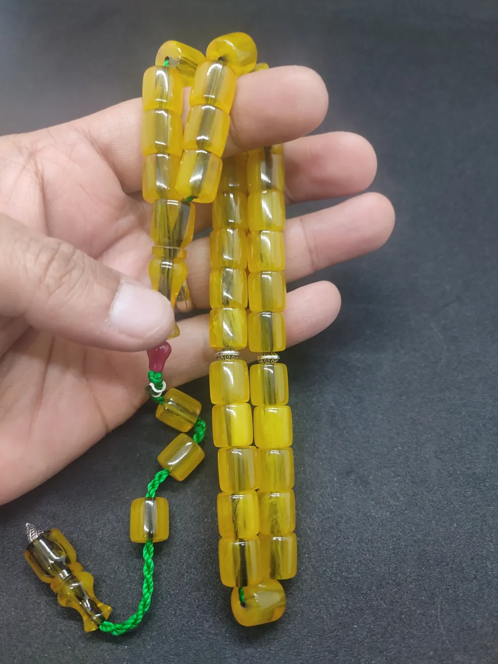 Zeyzun Usta Eseri̇ Di̇k Damar (İmza Çi̇vi̇ Ara Pulları Gümüş) Sıkma Kehri̇bar küçük resim 4