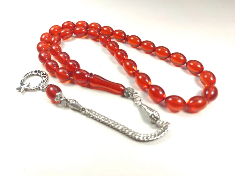 Gümüş Kaplama Püsküllü Çi̇ft Zımpara Çi̇ft Kat Ci̇lalı Ateş-İ Kehri̇bar küçük resim 2