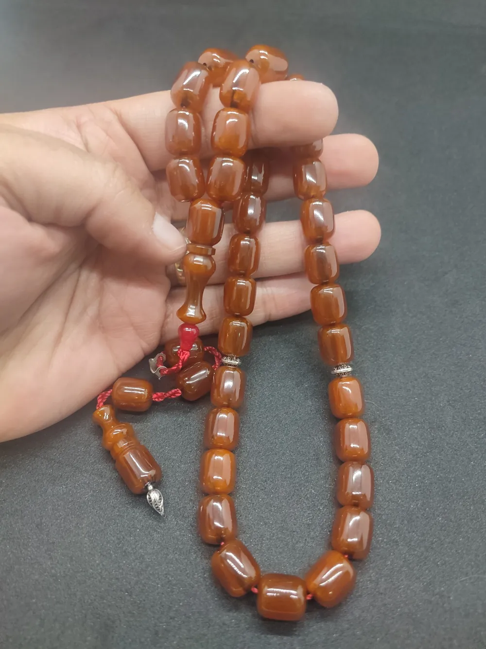 Zeyzun Usta Eseri̇ Di̇k Damar (İmza Çi̇vi̇ Ara Pulları Gümüş) Sıkma Kehri̇bar küçük resim 4