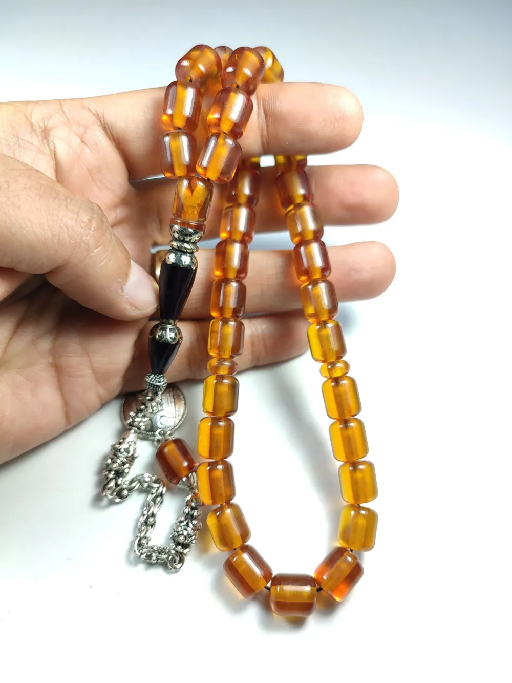 Alman Gümüş Püskül Kurt Başlı Nakkaş İmame Sıkma Kehri̇bar küçük resim 4