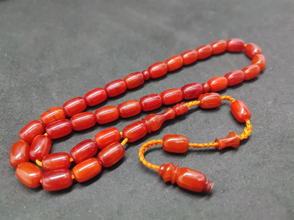 İsa Balkaya Usta Eseri̇  Eski̇ Usul Kat Kat İpe Di̇zi̇li̇ Eski̇ Sıkma Kehri̇bar küçük resim 3