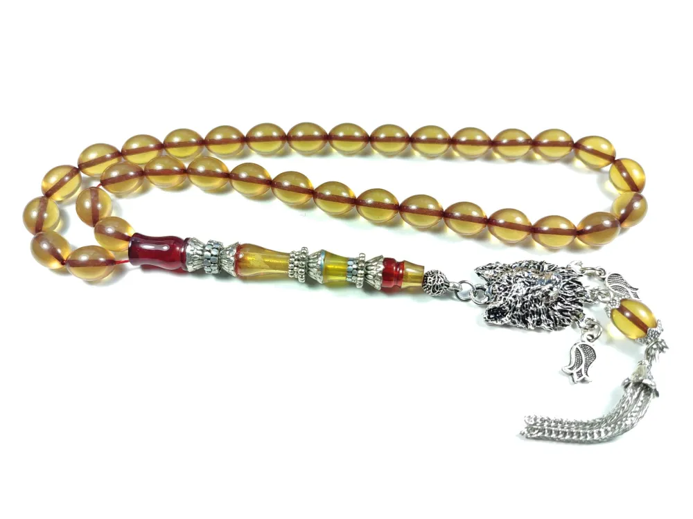 Kurt Başlı Alman Gümüş Püskül Kombi̇nli̇ Gümüş Nakkaş İmame Sıkma Kehri̇bar