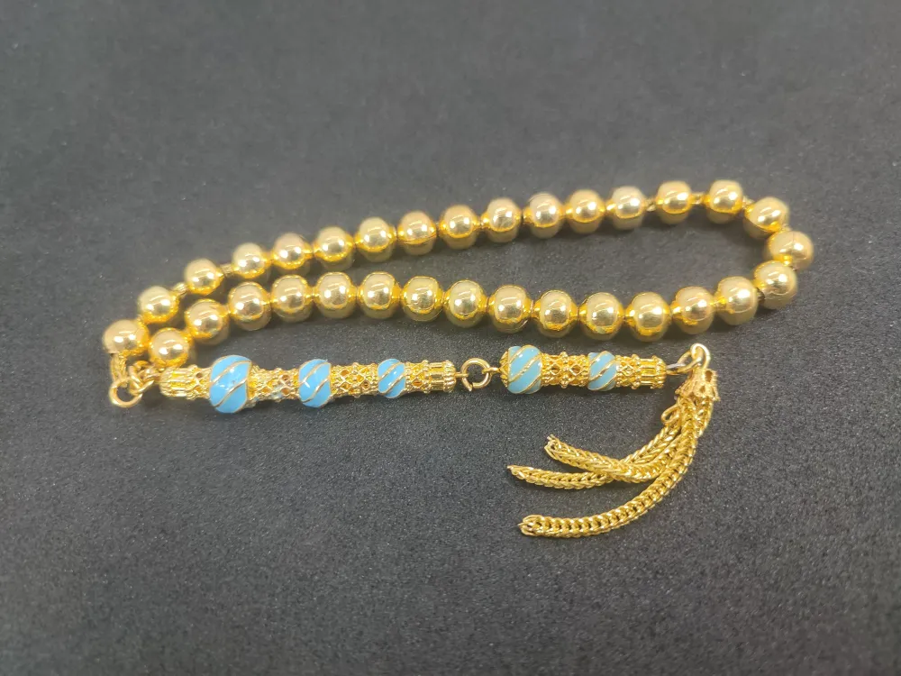 Nakkaş İmame İp Yolu Zi̇nci̇rli̇ Düşük Ayar Gümüş Tesbi̇h küçük resim 2