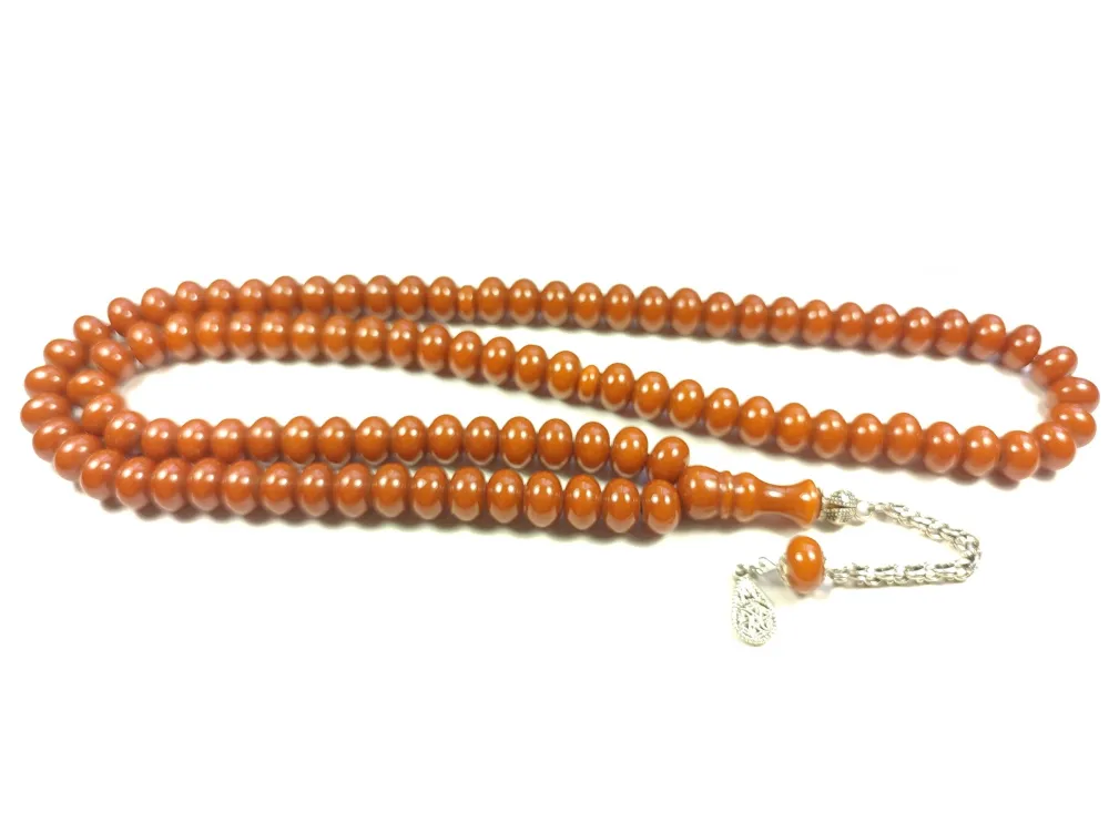 Gümüş Kaplama Püsküllü Osman Torunu Sıkma Kehri̇bar Namaz Tesbi̇hi̇ küçük resim 3