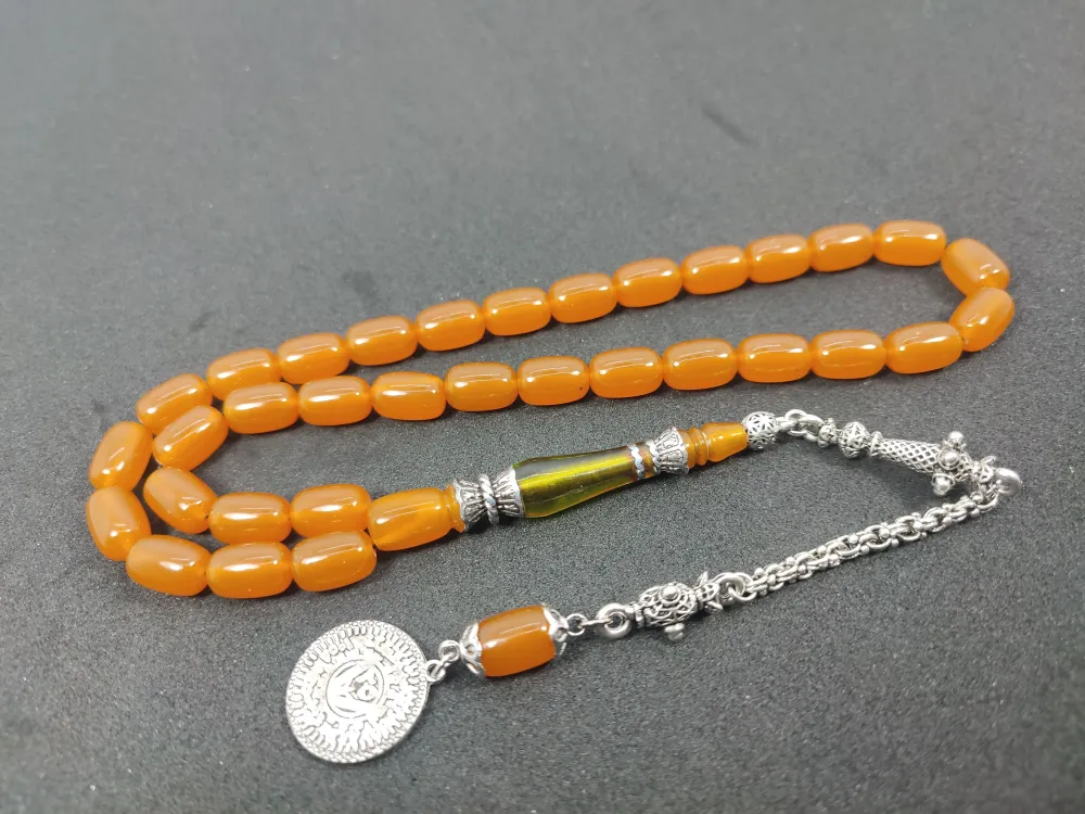 Şevket Alkan Usta İşi̇ 925 Ayar Gümüş Nakkaş İmame  Sıkma Kehri̇bar