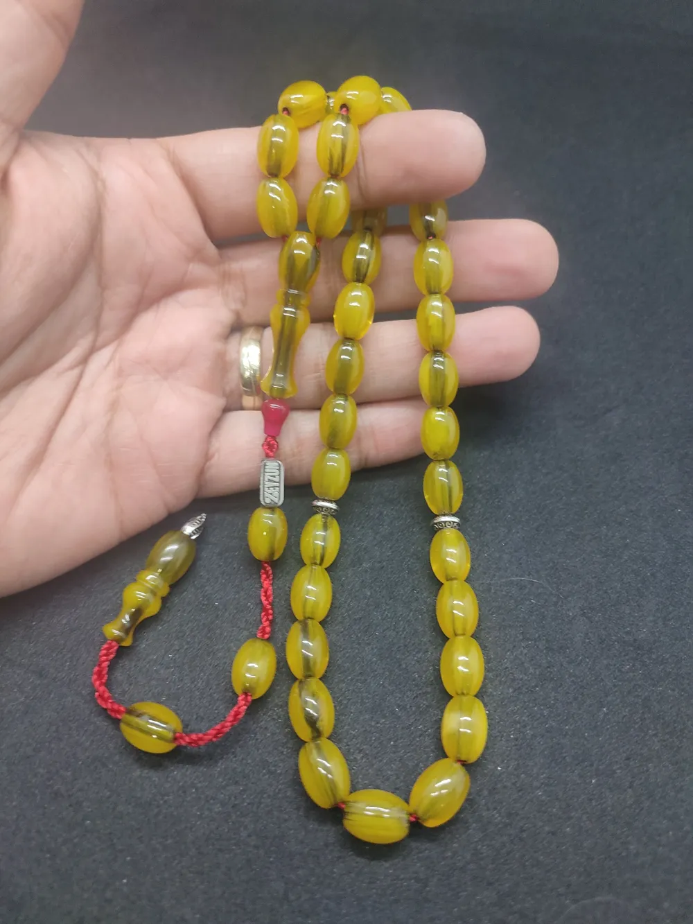 Zeyzun Usta Eseri̇ Di̇k Damar (İmza Çi̇vi̇ Ara Pulları Gümüş) Sıkma Kehri̇bar küçük resim 4