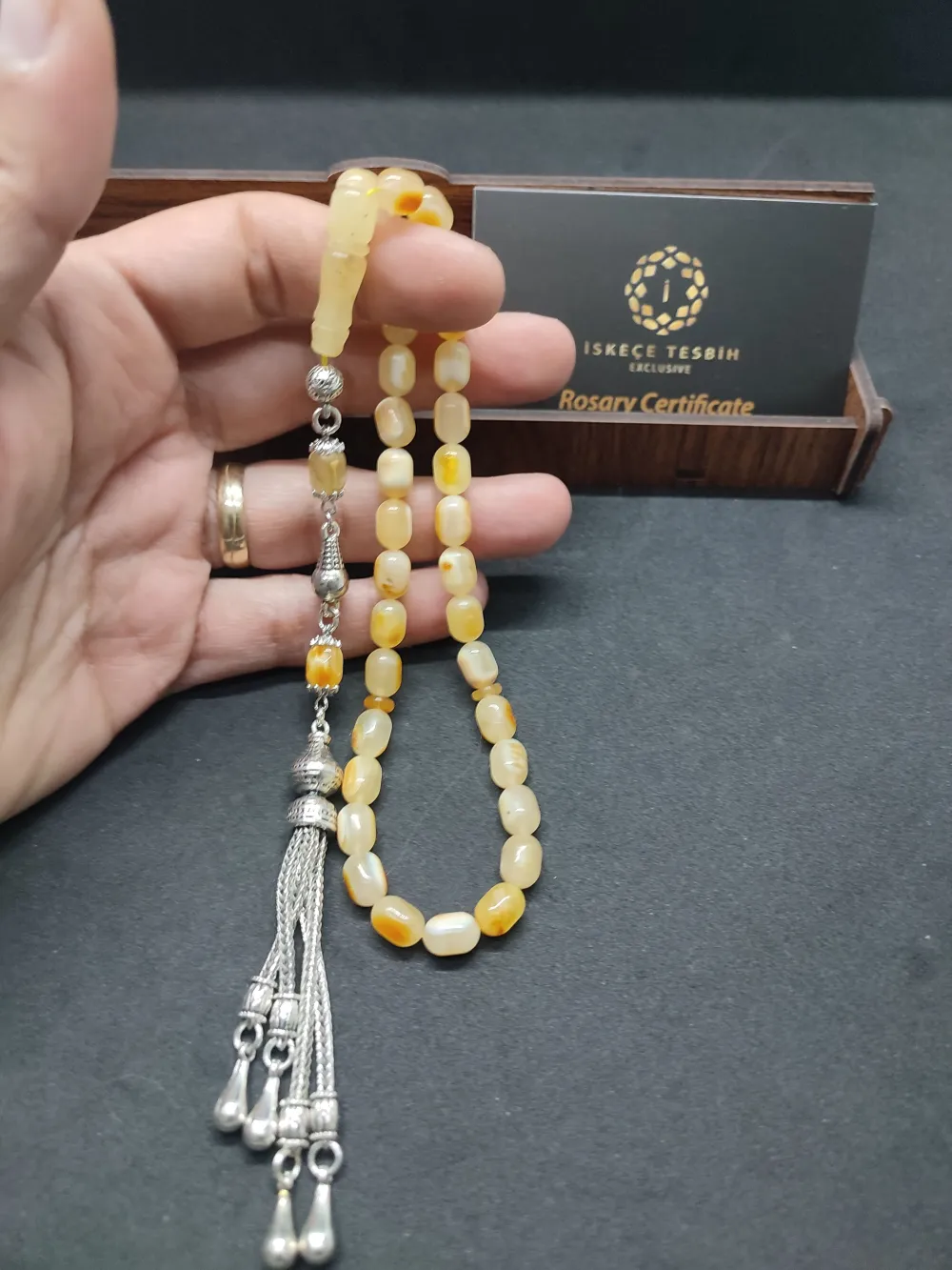 Ahşap Kutulu  6.25 Gr. Gümüş Püsküllü 13.75 Gr. Rus Kaya Damla küçük resim 5