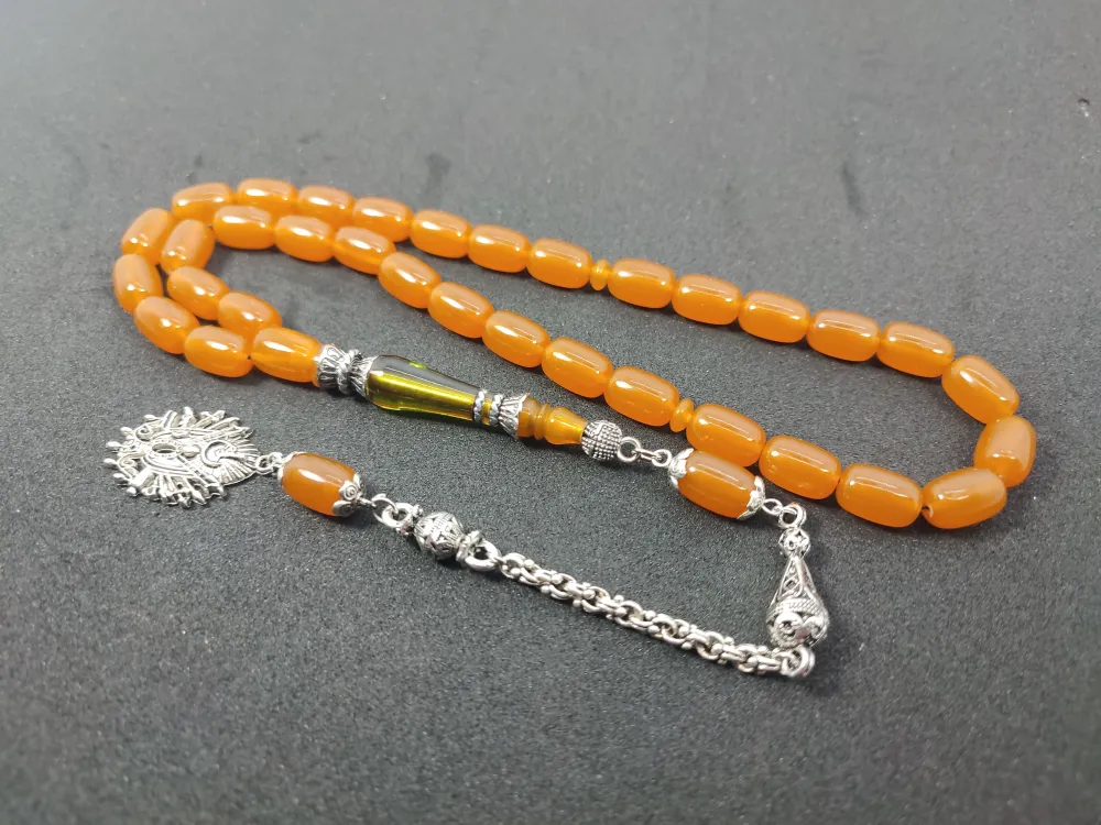 Şevket Alkan Usta İşi̇ 925 Ayar Gümüş Nakkaş İmame  Sıkma Kehri̇bar küçük resim 2