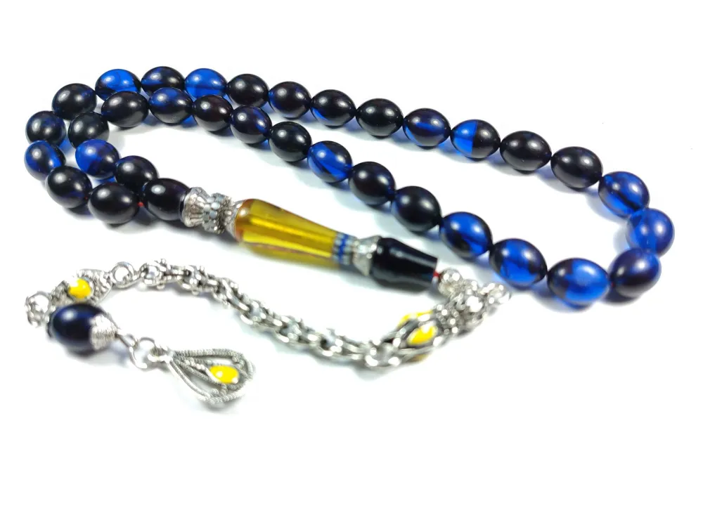 Mi̇neli̇ Alman Gümüş Püskül Kombi̇nli̇ Gümüş Nakkaş İmame Sıkma Kehri̇bar küçük resim 5