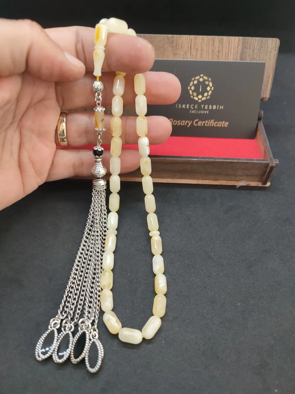 Ahşap Kutulu 475 Ayar Gümüş Püsküllü Kali̇ngrad Kaya Damla 12.20 Gr. küçük resim 4