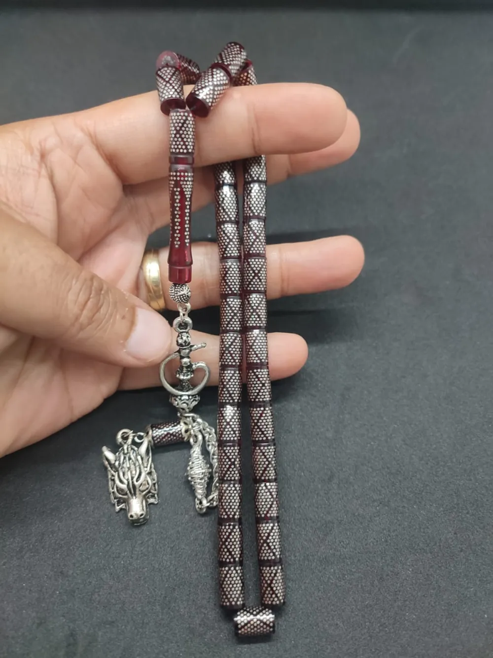 Emrah Baran Usta İşi̇  1000 Ayar Gümüş Çakımlı (10.000 Çakım) Ateş-İ Kehri̇bar küçük resim 2