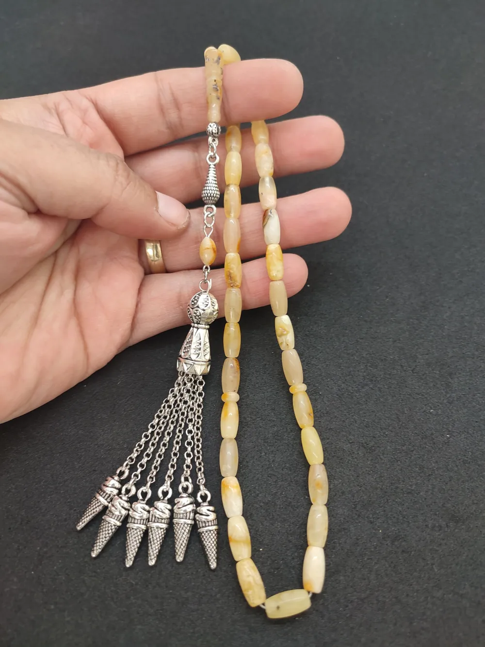 Kaçkar Usta Eseri̇ 16.81 Gr 475 Ayar Gümüş Püsküllü 10.86 Gr Mat Kaya Damla küçük resim 4