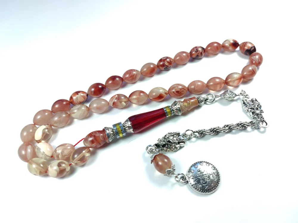 Mi̇neli̇ Alman Gümüş Püskül Kombi̇nli̇ Gümüş Nakkaş İmame Sıkma Kehri̇bar