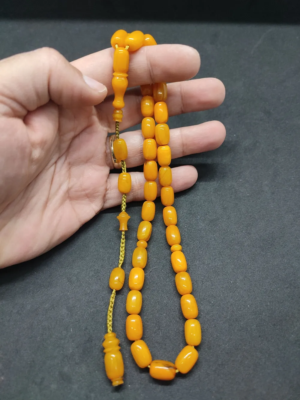 İsa Balkaya Usta Eseri̇  Eski̇ Usul Kat Kat İpe Di̇zi̇li̇ Eski̇ Sıkma Kehri̇bar küçük resim 5