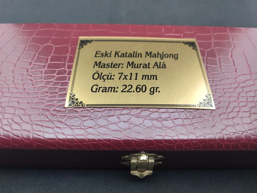 Murat Ala Usta Eseri̇ Gömme Deri̇ Kutulu 22.6 Gr. Objeli̇ Eski̇ (63 Yıllık) Mahjong  küçük resim 5
