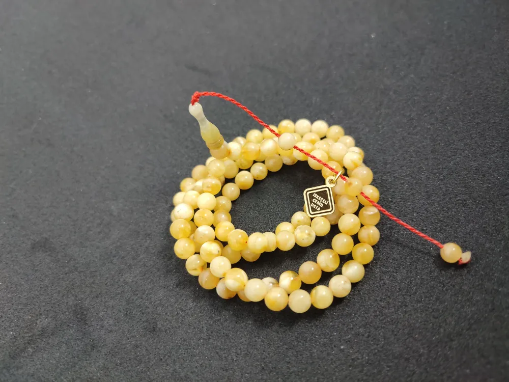 10.38 Gr İskeçeli̇ Cemi̇l Usta Eseri̇ El Boy Rus Kaya Damla Kehri̇bar Namaz Tesbi̇hi̇ küçük resim 2