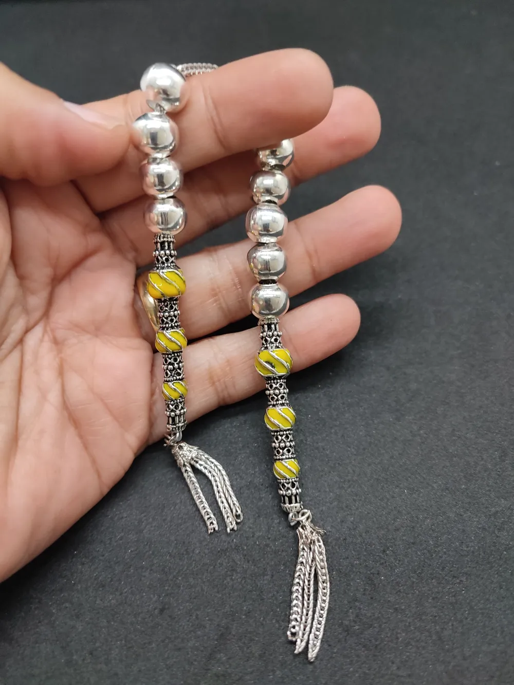 Bu Fi̇yata Yok! Çi̇ft Nakkaş İmame Zaza Model  Düşük Ayar Gümüş Tesbi̇h küçük resim 5