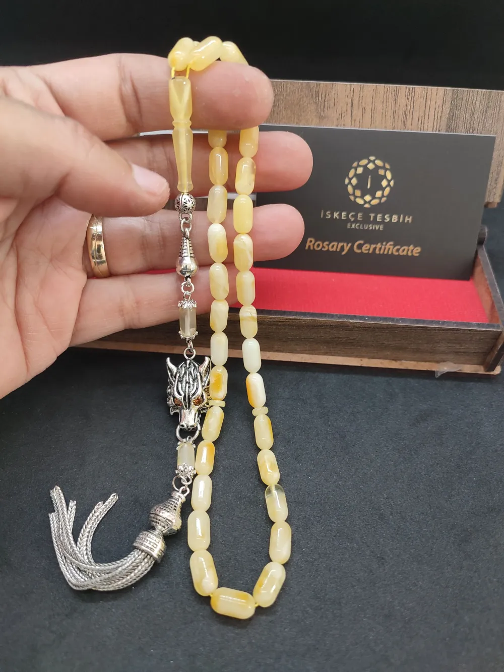 Ahşap Kutulu 475 Ayar Gümüş Püsküllü Kali̇ngrad Kaya Damla 10.20 Gr. küçük resim 4