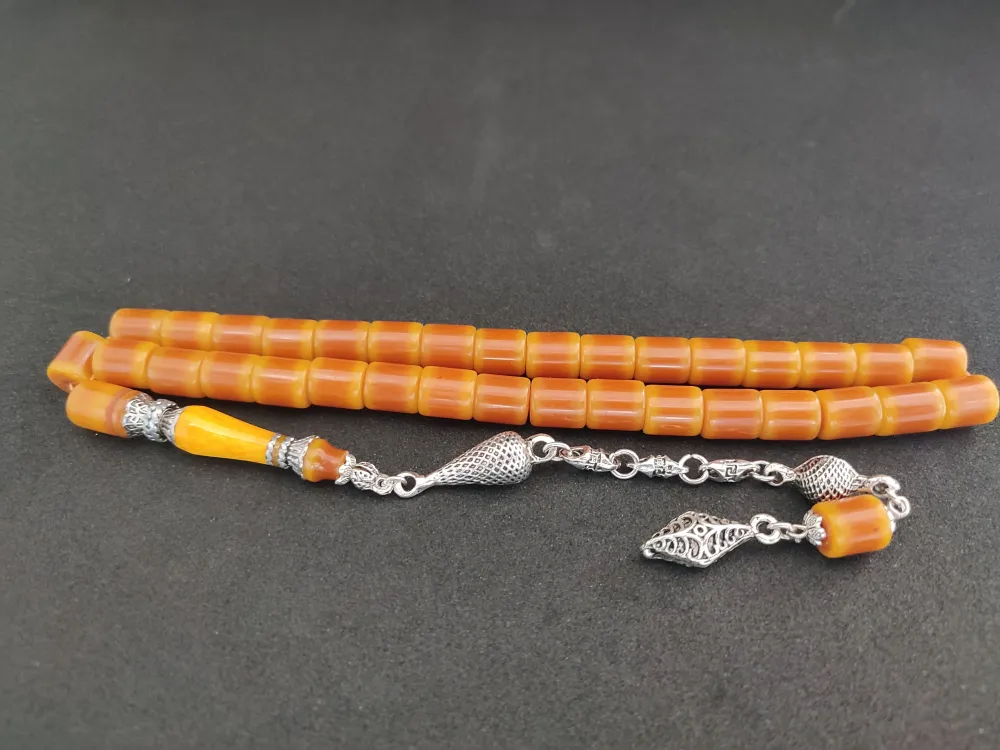 925 Ayar Gümüş Nakkaş Çi̇ft Kat Torna Çi̇ft Ci̇lalı Sıkma Kehri̇bar küçük resim 3