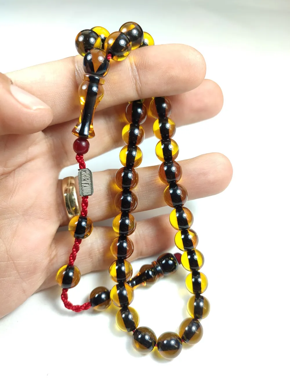 Mahmud Zeyzun Usta İşi̇ İmzalı (İmzası Gümüştür) Sıkma Kehri̇bar küçük resim 4