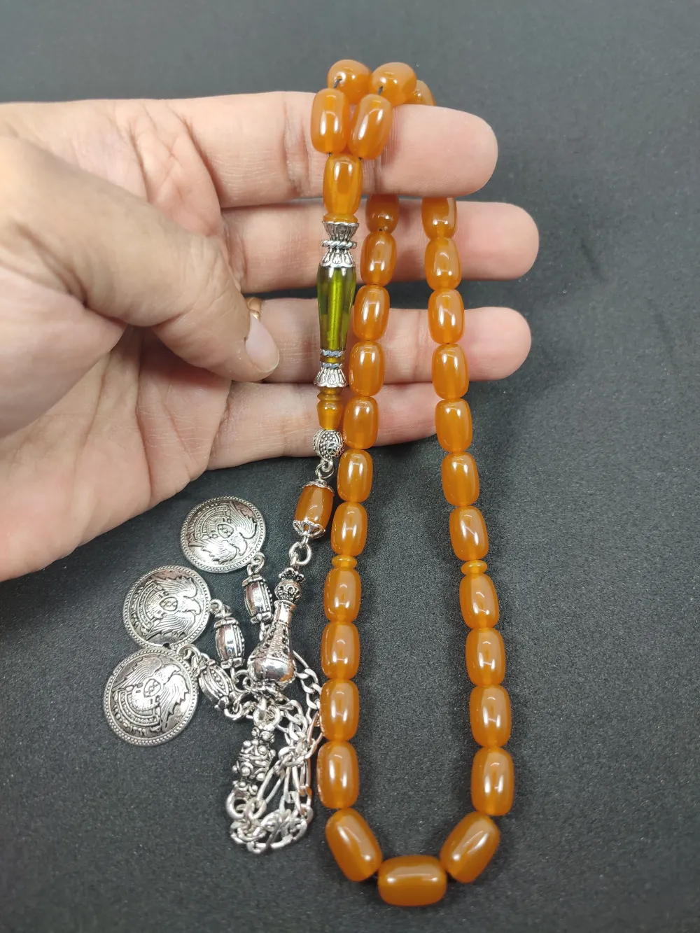 Şevket Alkan Usta İşi̇ 925 Ayar Gümüş Nakkaş İmame  Sıkma Kehri̇bar küçük resim 5