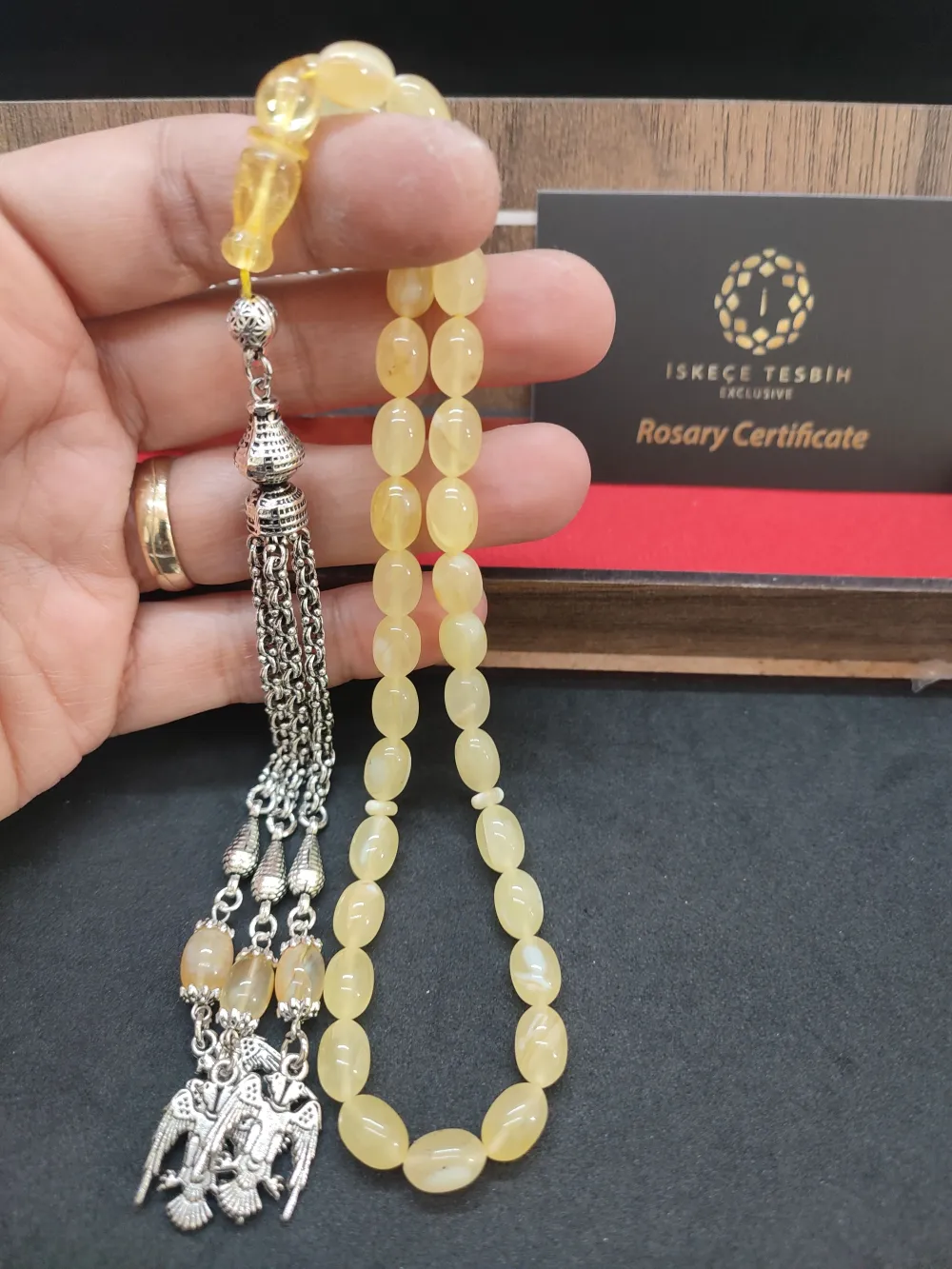 Ahşap Kutulu 475 Ayar Gümüş Püsküllü Kali̇ngrad Kaya Damla 10.47 Gr. küçük resim 4