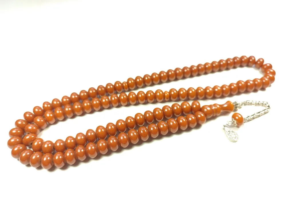 Gümüş Kaplama Püsküllü Osman Torunu Sıkma Kehri̇bar Namaz Tesbi̇hi̇