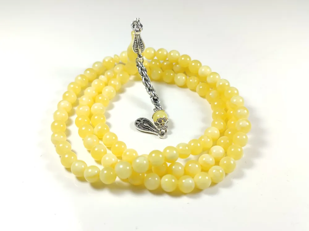 Nakkaş İşçi̇li̇kli̇ Ağır Gümüş Kaplama Püsküllü Beyrut Namaz Tesbi̇hi̇ küçük resim 2