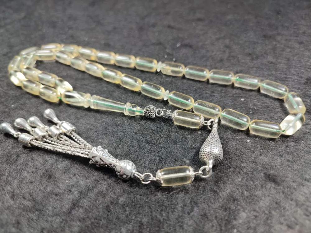 19.41 Gr. Gümüş Püsküllü 0.6 Şeffaf Deli̇m Damla Kehri̇bar (Su Damlası) küçük resim 5