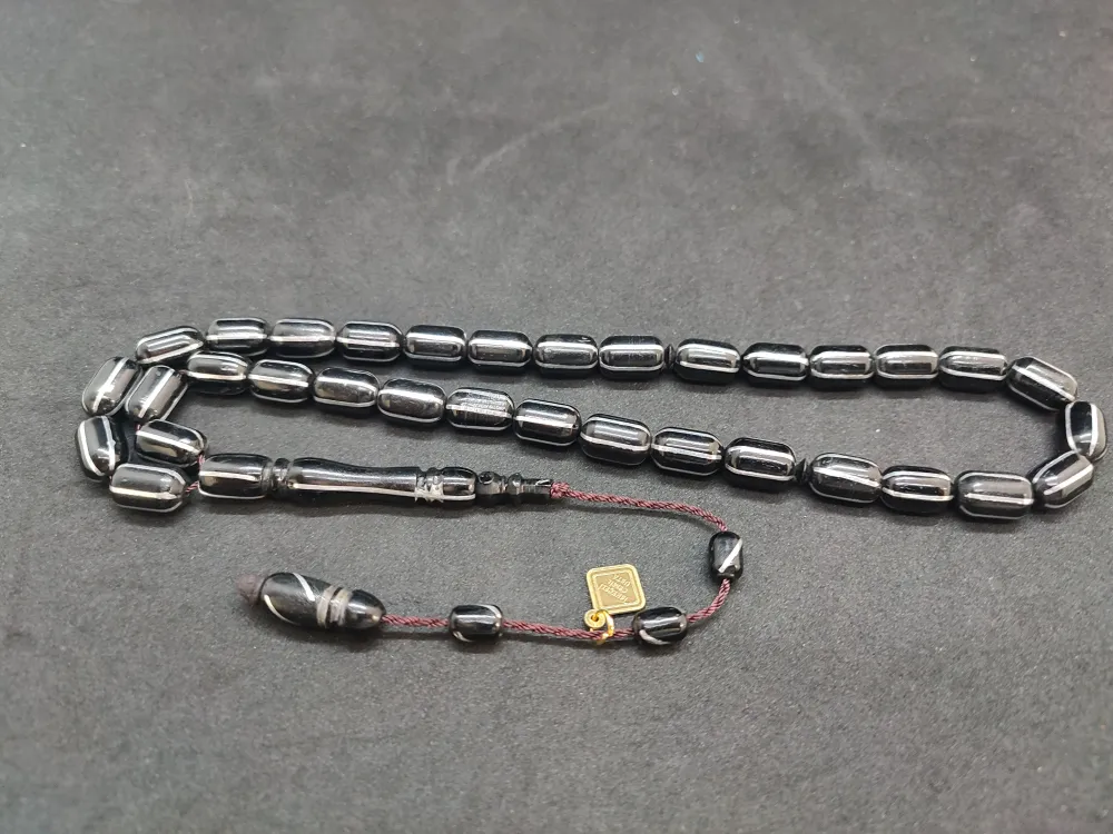 İskeçeli̇ Cemi̇l Usta Eseri̇ 6'Lı475 Ayar Gümüş Yarma İnci̇ Si̇yahı Kuka küçük resim 2