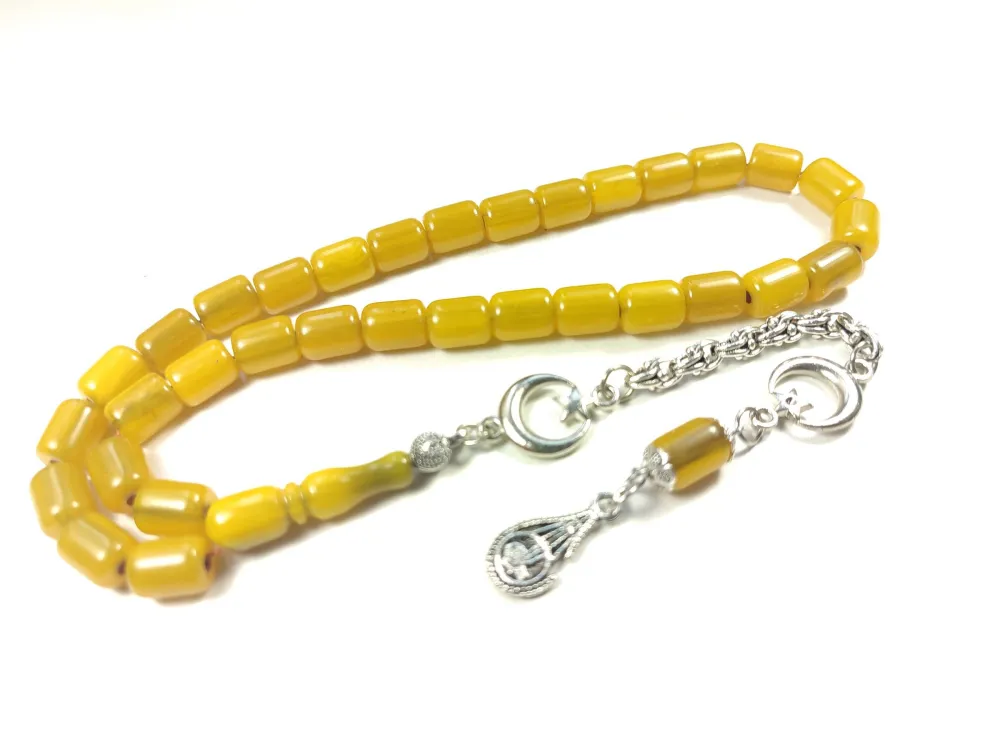 Gümüş Kaplama Püsküllü Çi̇ft Zımpara Çi̇ft Kat Ci̇lalı Sıkma Kehri̇bar