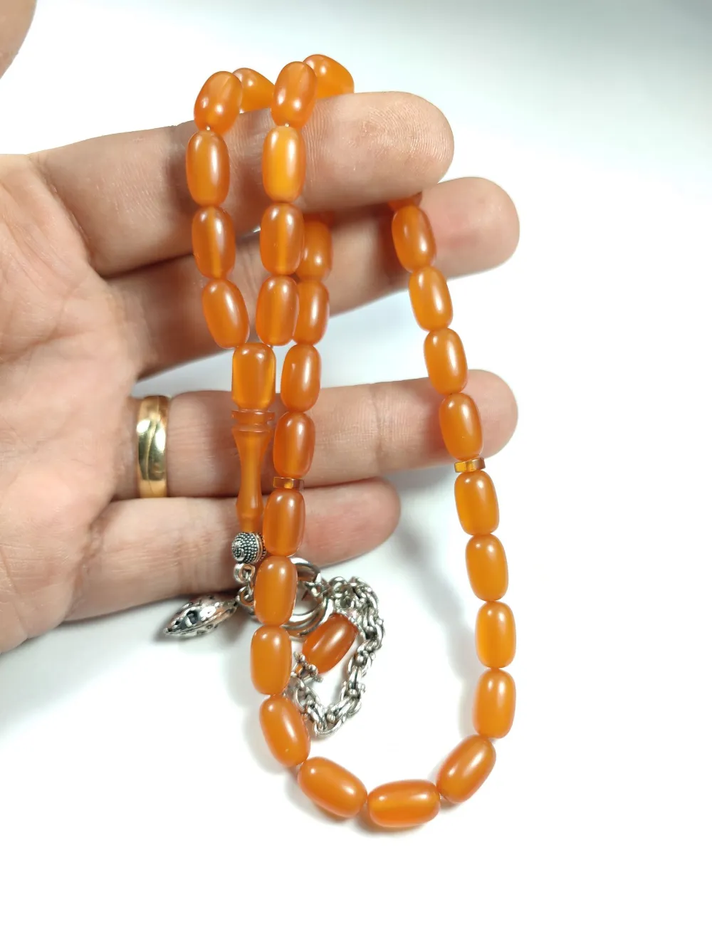 Alman Gümüş Püskül Kombi̇nli̇ Sıkma Kehri̇bar küçük resim 4