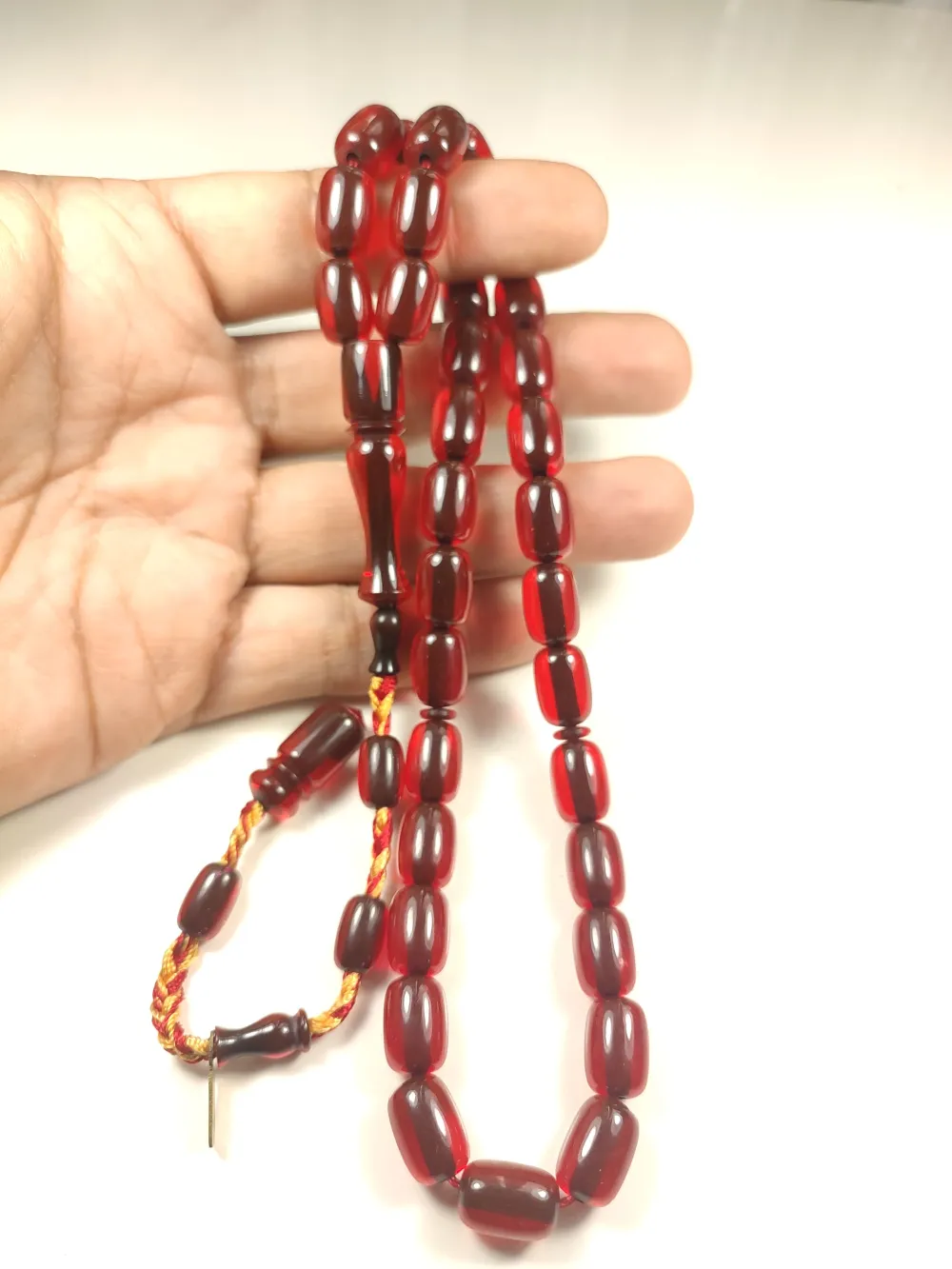 Ahmet Emi̇n Usta Eseri̇ Eski̇ Usul Kat Kat İpe Di̇zi̇lmi̇ş Kuru Torna Ateş Kehri̇bar küçük resim 4