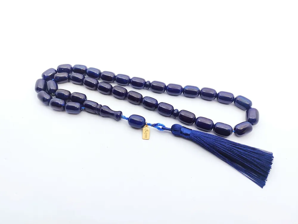 Ebu Zeyn Usta Eseri̇ İmzalı İri̇ Boy 12 Kat İpe Di̇zi̇li̇ Eski̇ Usul Sıkma Kehri̇bar