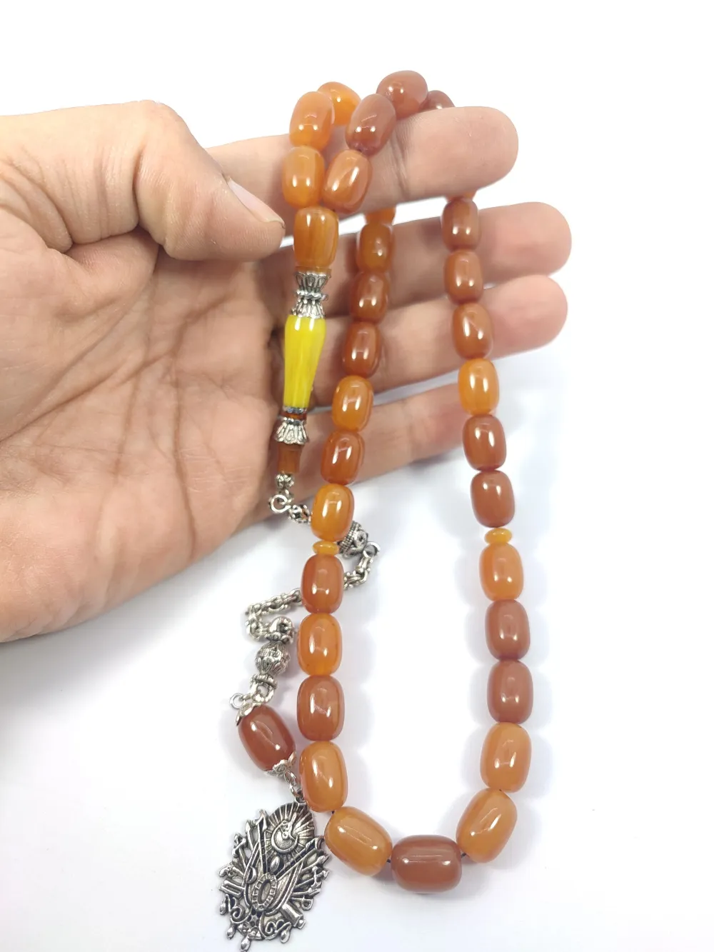 Şevket Alkan Usta İşi̇ 925 Ayar Gümüş Nakkaş İmame  Sıkma Kehri̇bar küçük resim 5