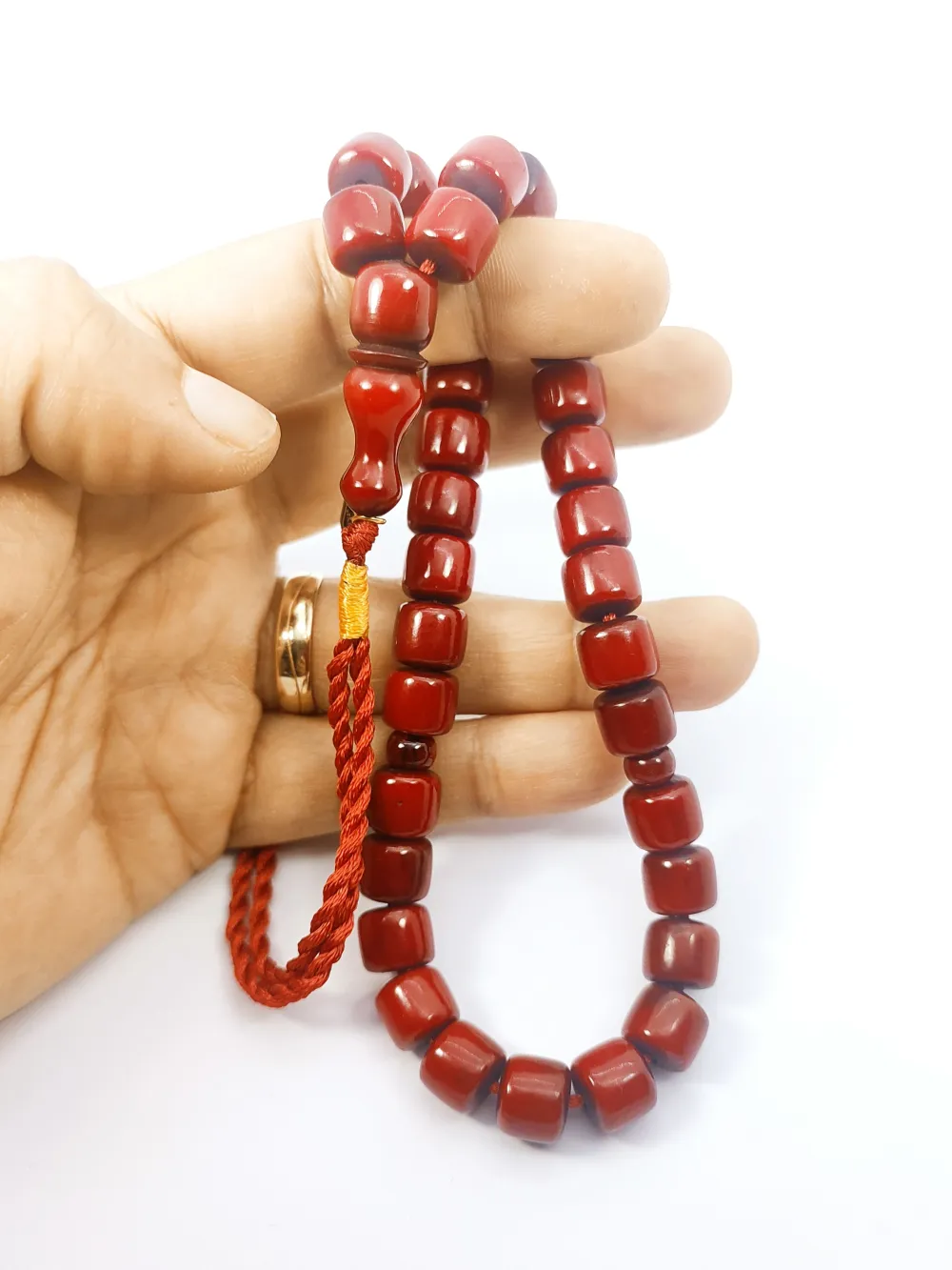 Junai̇d Hasan Usta Eseri̇ 12 Kat İpe Di̇zi̇lmi̇ş Anti̇k Model Sıkma Kehri̇bar küçük resim 5